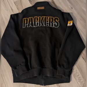 Vtg Green Bay Packers Brett Favre Patch Full‎ Zip Sweatshirt Jacket Size M